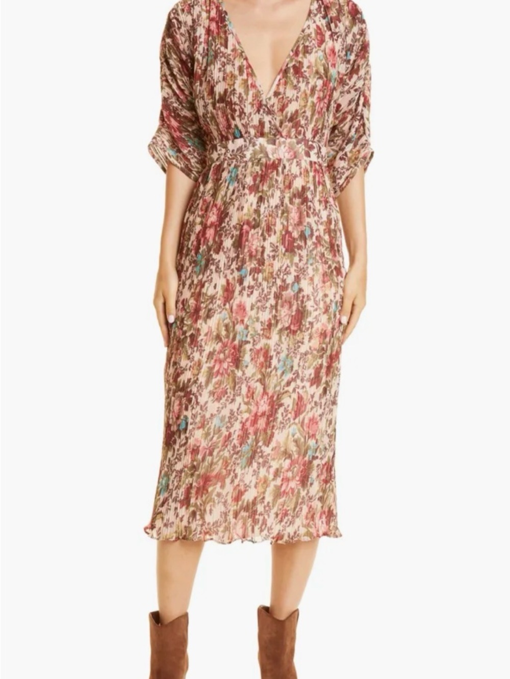 Plisse Midi Dress